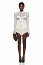 Matilde White Satin Corset Mini Dress with Lace Panels