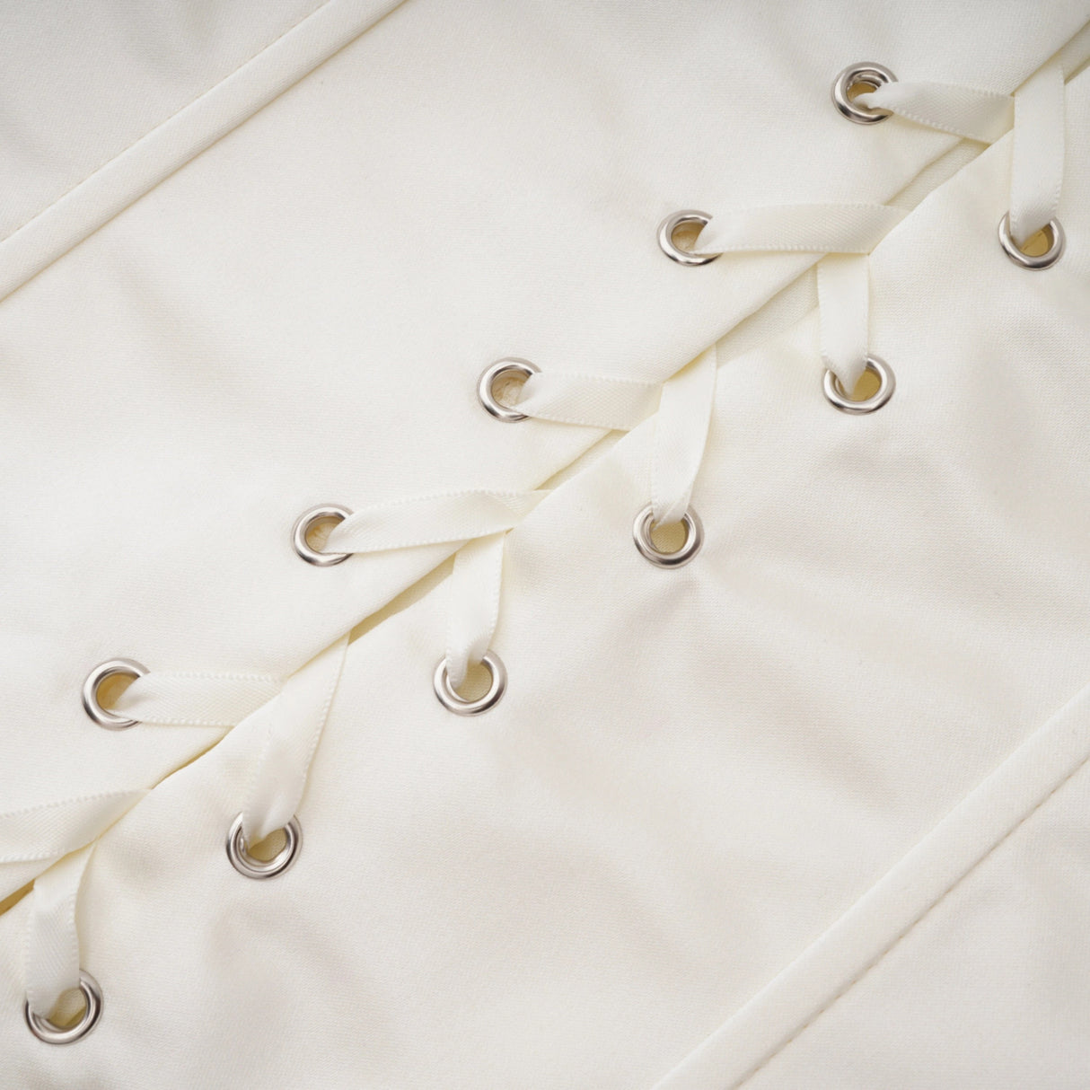 Matilde White Satin Corset Mini Dress with Lace Panels