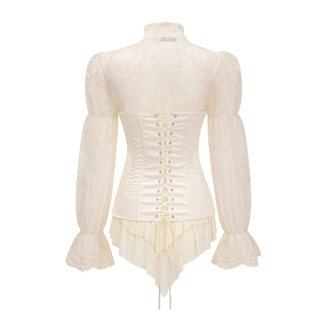 Melissa Mini Dress White Satin Corset with Lace Panels