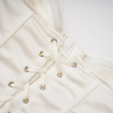 Matilde White Satin Corset Mini Dress with Lace Panels