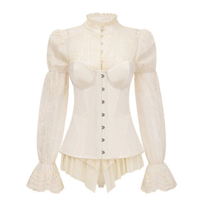 Matilde White Satin Corset Mini Dress with Lace Panels