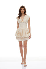 Mavis Neutrals Bowknot Braided Textured Mini Dress