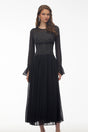 Maya Black Maxi Dress with Bell Sleeves and Bow