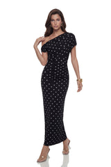 Maya One Shoulder Polka Dot Maxi Dress