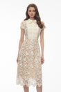 Mckensie White Midi Dress with Floral Appliqué