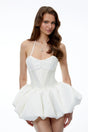 Mei White Sequin Puffball Mini Dress