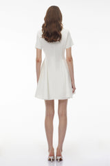 Meira White Metal buckle Mini Dress