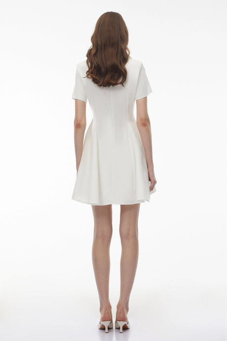 Madeline Mini Dress White Metal buckle