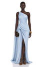Meissa Blue Asymmetrical Ruched Maxi Dress