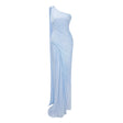 Meissa Blue Asymmetrical Ruched Maxi Dress