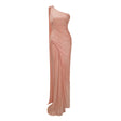 Meissa Pink Asymmetrical Ruched Maxi Dress