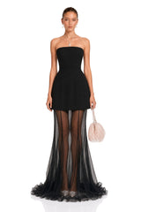 Mélanie Black Corset Dress  Mesh Skirt Set