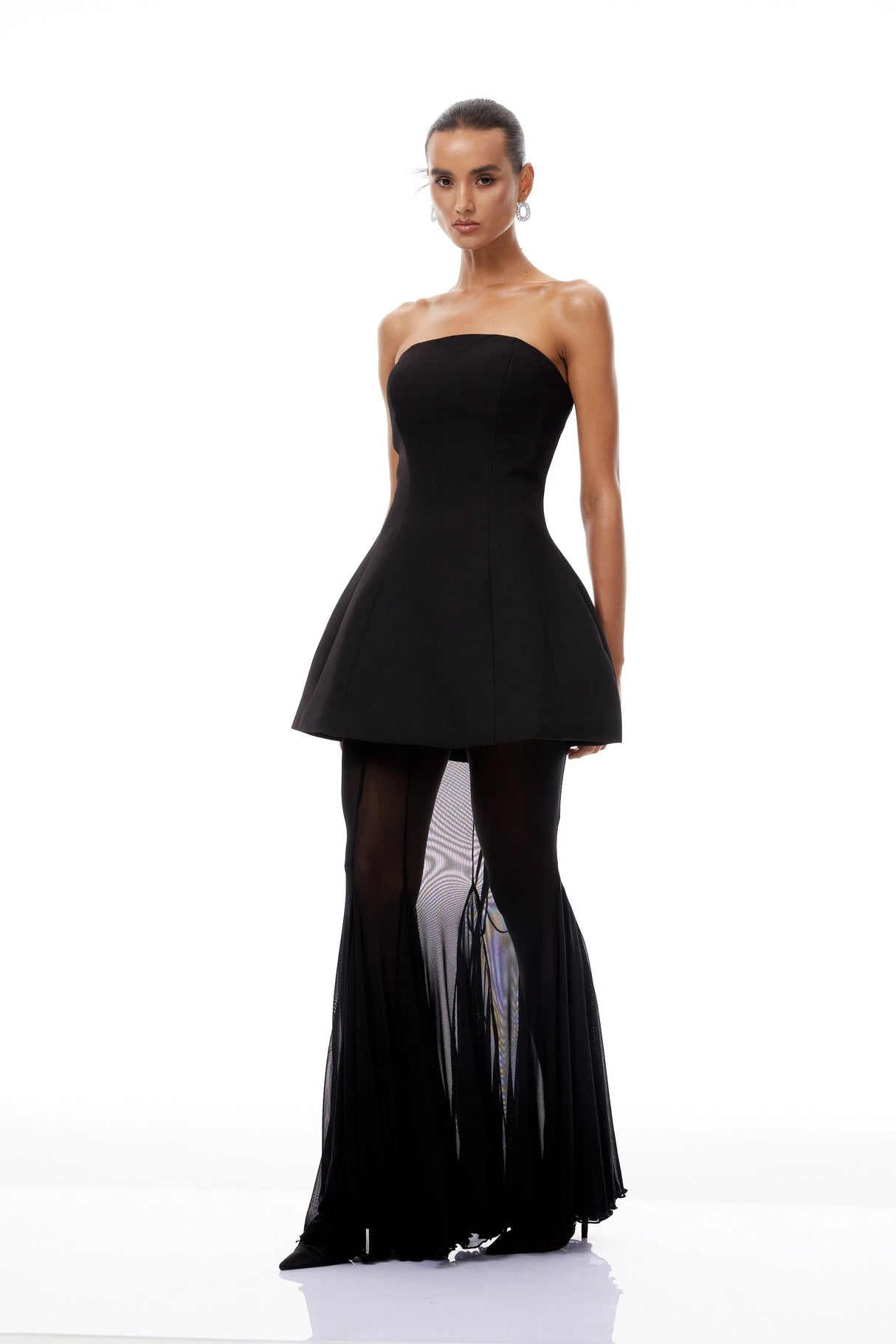 Mélanie Black Corset Dress  Mesh Skirt Set