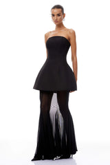 Mélanie Black Corset Dress  Mesh Skirt Set