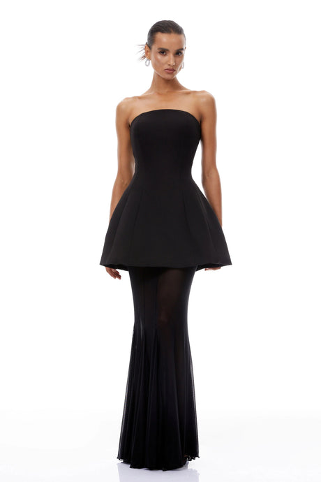 Mélanie Black Corset Dress  Mesh Skirt Set