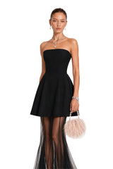 Mélanie Black Corset Dress  Mesh Skirt Set
