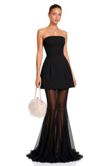 Mélanie Black Corset Dress  Mesh Skirt Set
