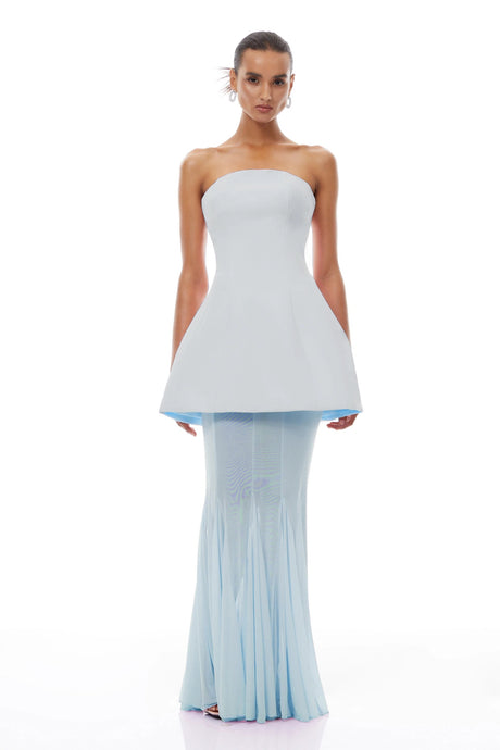 Mélanie Blue Corset Dress  Mesh Skirt Set