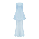 Mélanie Blue Corset Dress  Mesh Skirt Set