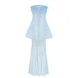 Mélanie Blue Corset Dress  Mesh Skirt Set