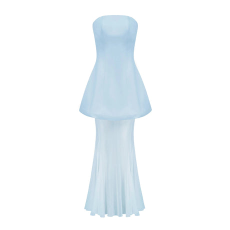 Mélanie Blue Corset Dress  Mesh Skirt Set