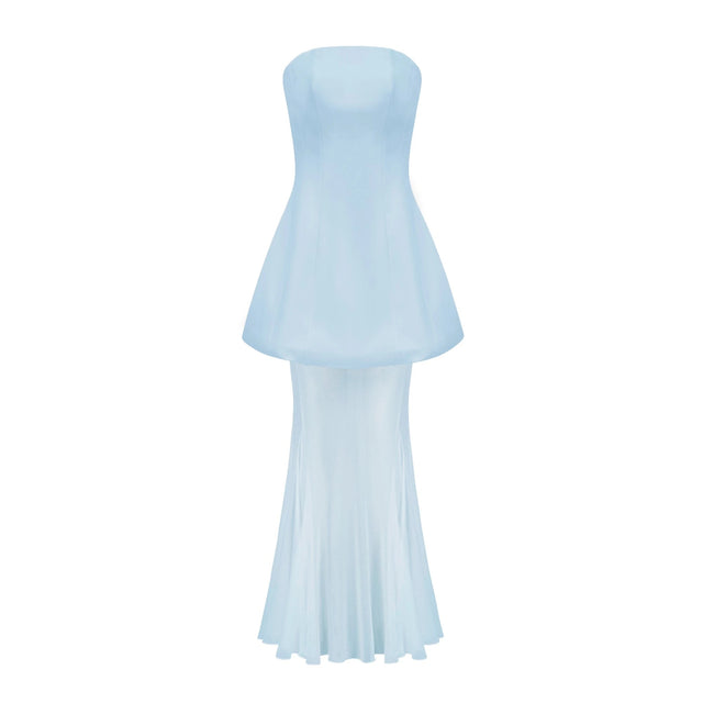 Mélanie Blue Corset Dress  Mesh Skirt Set
