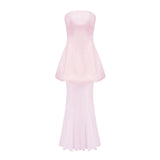 Mélanie Pink Corset Dress  Mesh Skirt Set
