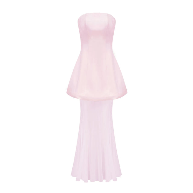 Mélanie Pink Corset Dress  Mesh Skirt Set