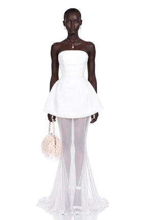 Mélanie White Corset Dress  Mesh Skirt Set