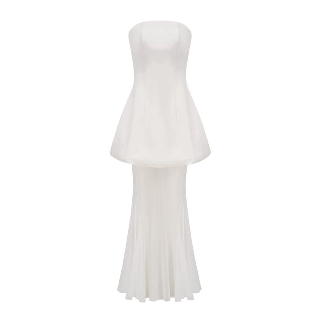 Mélanie White Corset Dress  Mesh Skirt Set