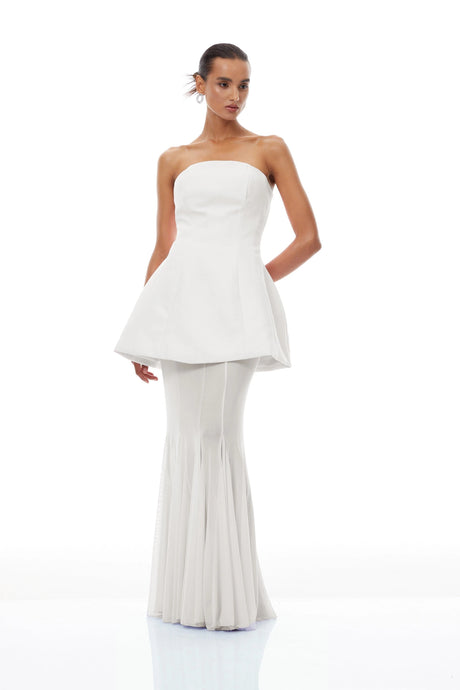 Mélanie White Corset Dress  Mesh Skirt Set