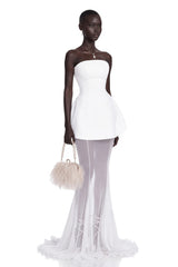 Mélanie White Corset Dress  Mesh Skirt Set
