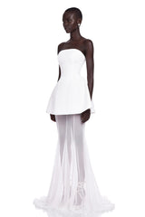 Mélanie White Corset Dress  Mesh Skirt Set