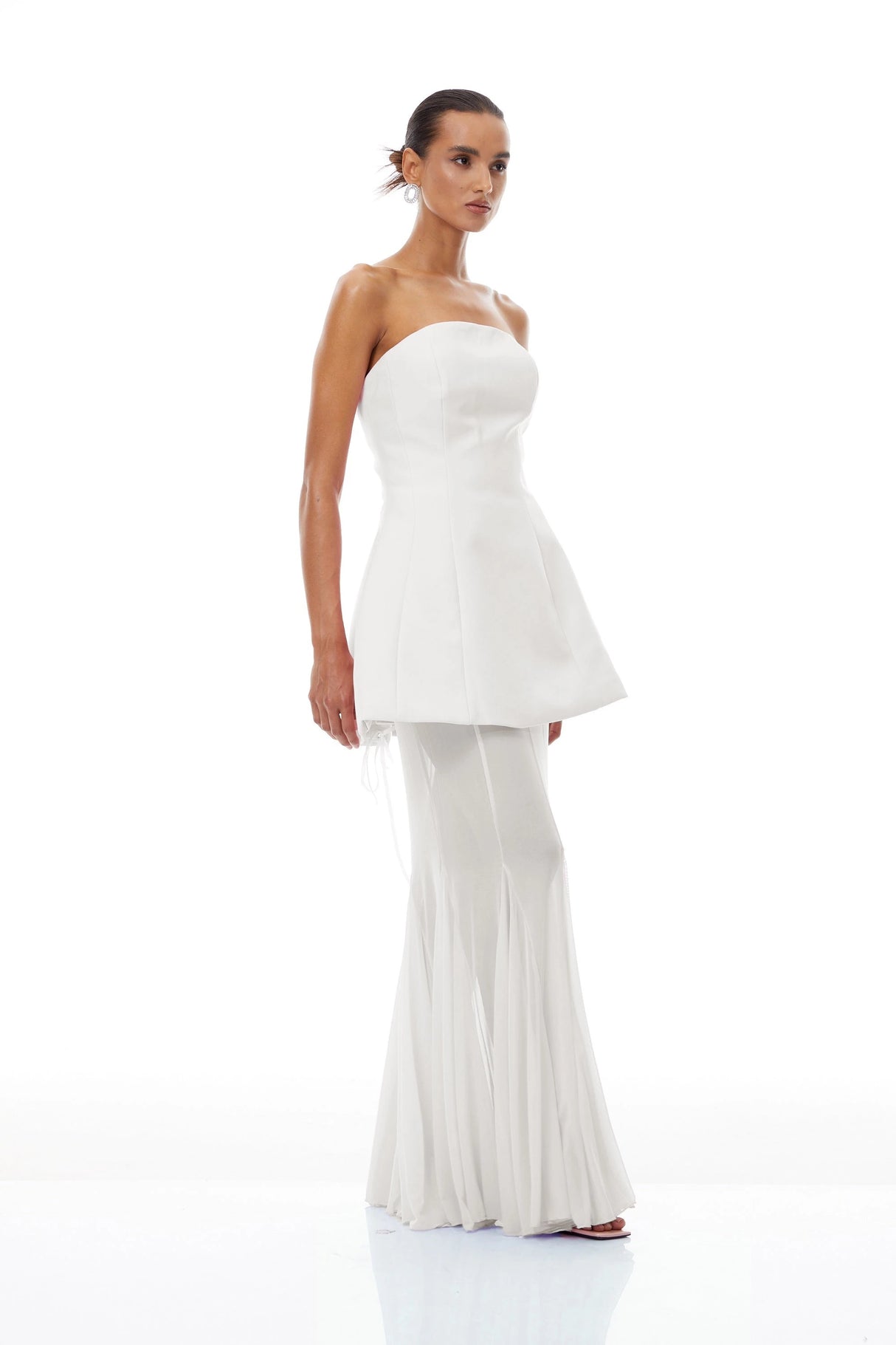 Mélanie White Corset Dress  Mesh Skirt Set