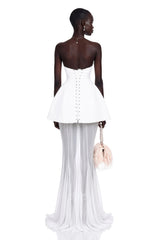 Mélanie White Corset Dress  Mesh Skirt Set