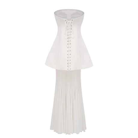 Mélanie White Corset Dress  Mesh Skirt Set