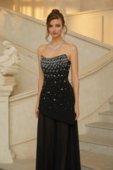 Melisande Black Embellished Dress  Skirt Set