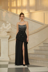Melisande Black Embellished Dress  Skirt Set
