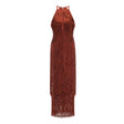 Mélisande Rusty Red Halterneck Fringed Maxi Gown
