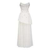 Melisande White Embellished Dress  Skirt Set