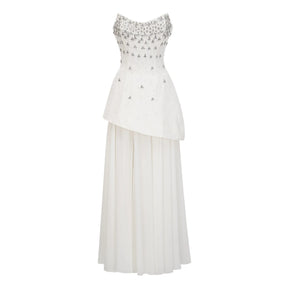 Melisande White Embellished Dress  Skirt Set