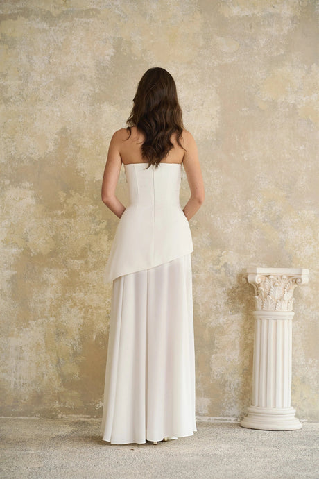 Melisande White Embellished Dress  Skirt Set