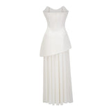 Melisande White Embellished Dress  Skirt Set