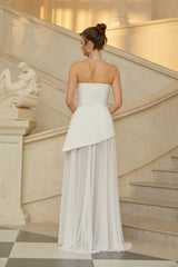 Melisande White Embellished Dress  Skirt Set