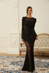 Mélodie Black Mesh Blouse  Skirt  Structured Dress Set