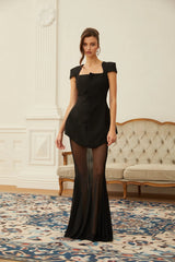 Mélodie Black Mesh Blouse  Skirt  Structured Dress Set