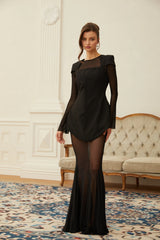 Mélodie Black Mesh Blouse  Skirt  Structured Dress Set