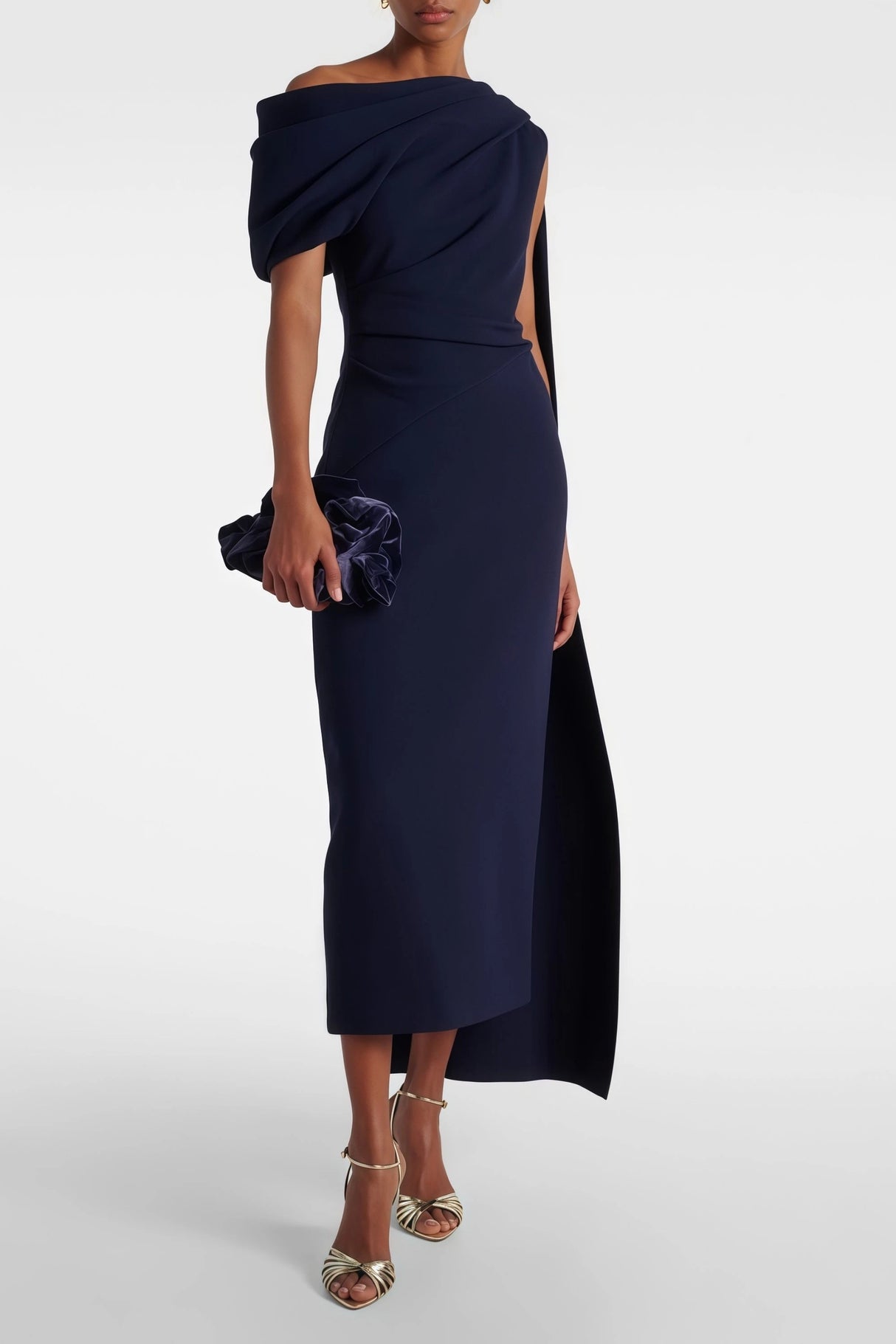 Melokuhle Navy Blue Ribbon Design Midi Dress