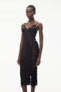 Melora Black Floral Lace SemiSheer Midi Dress