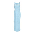 Meris Blue Crystal Embellished Maxi Gown